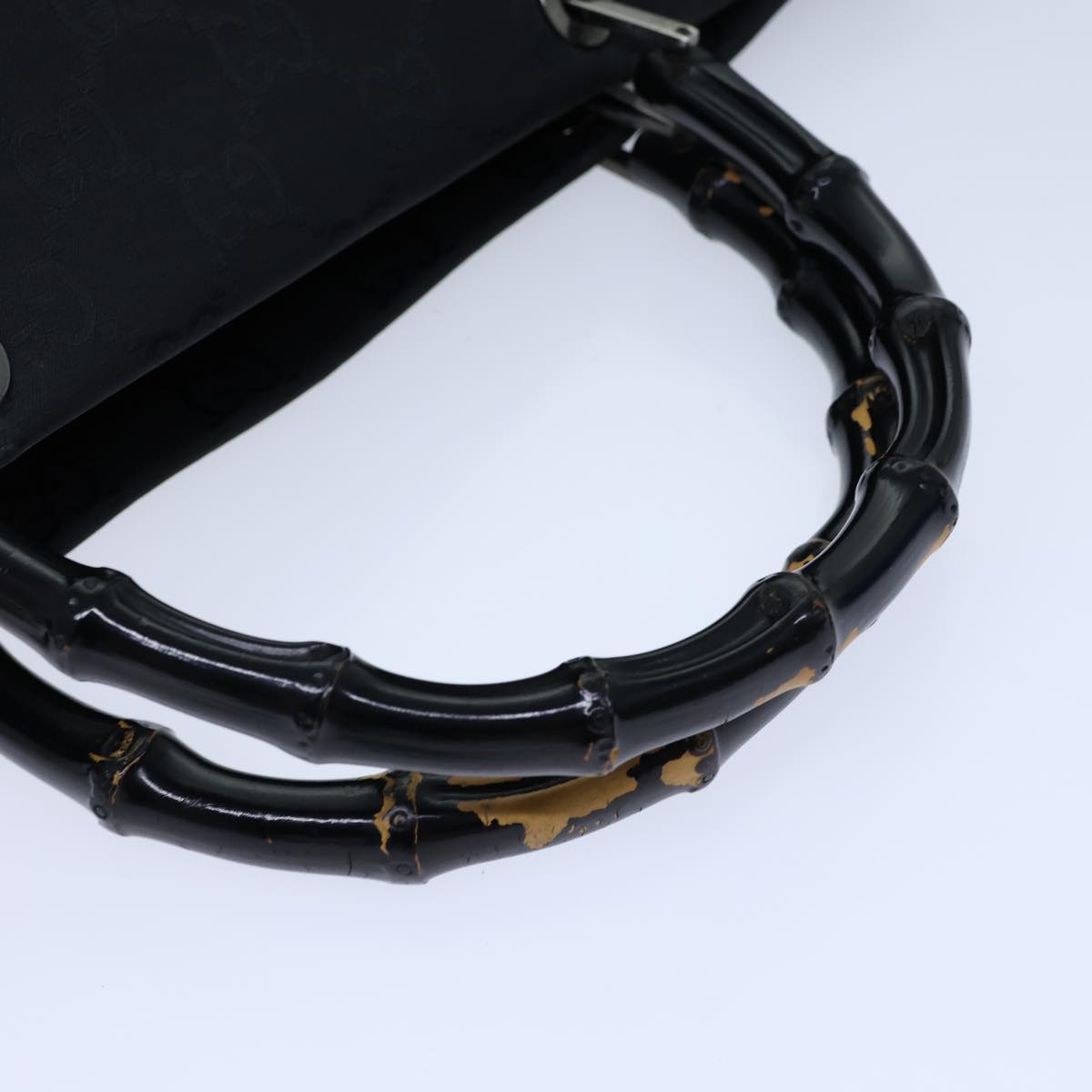 GUCCI Bamboo GG Canvas Hand Bag Nylon Black 002 1015 72641