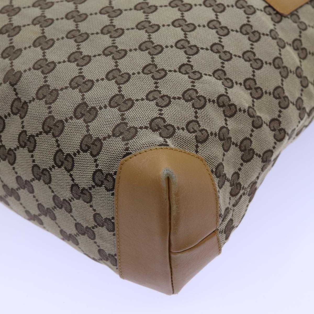 GUCCI GG Canvas Sherry Line Tote Bag Beige Red Brown 019 0402 72709