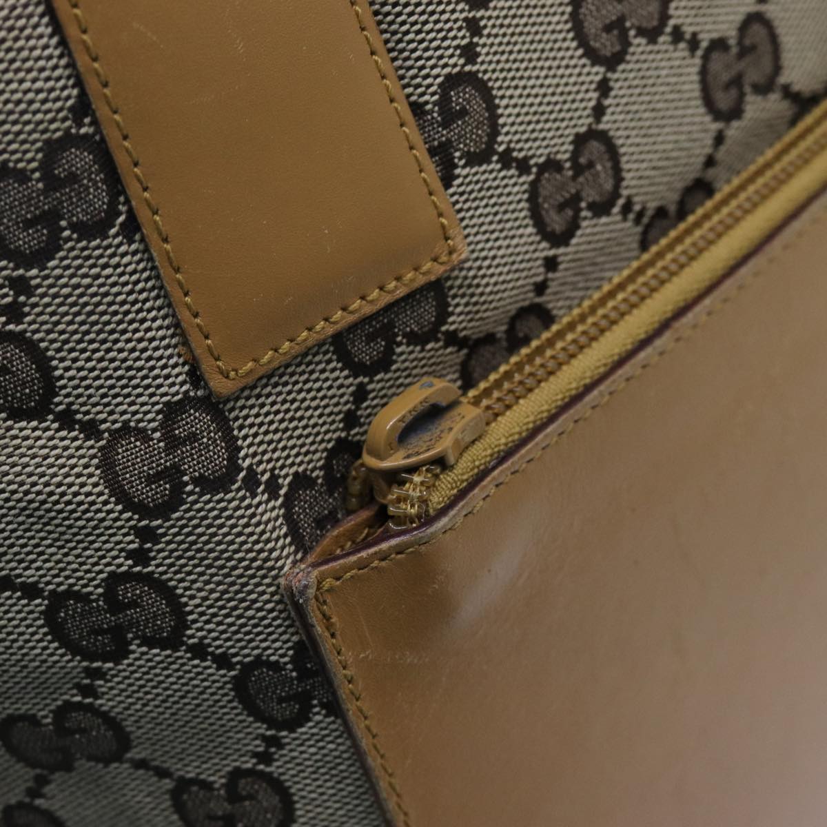 GUCCI GG Canvas Sherry Line Tote Bag Beige Red Brown 019 0402 72709
