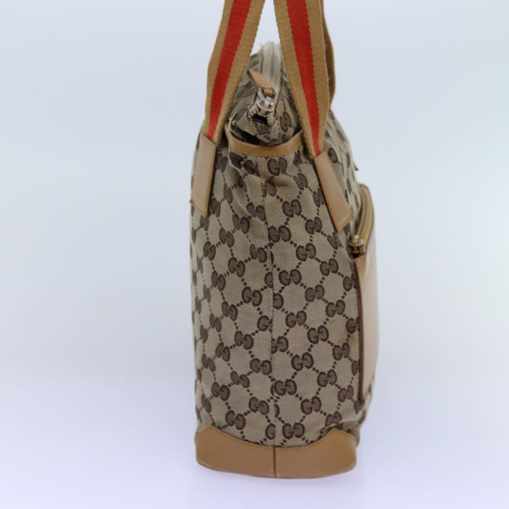 GUCCI GG Canvas Sherry Line Tote Bag Beige Red Brown 019 0402 72709