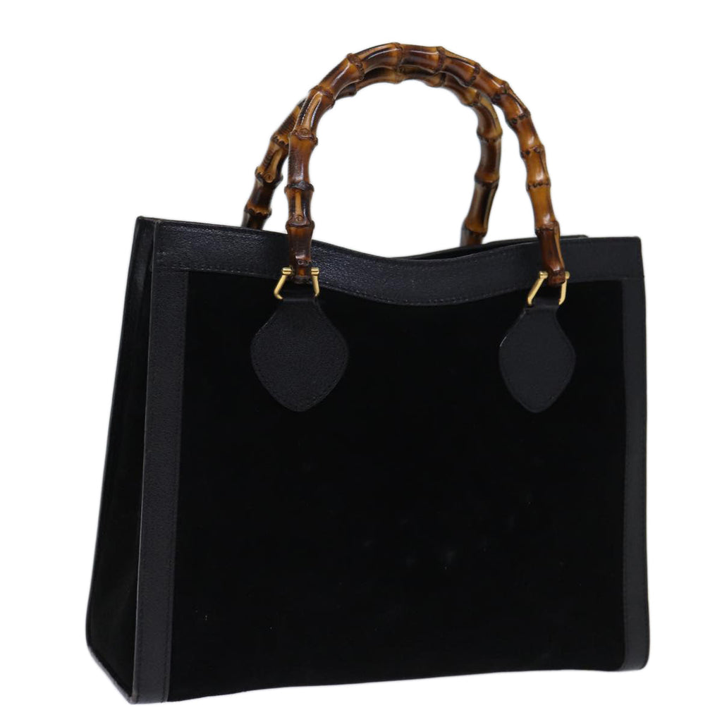 GUCCI Bamboo Hand Bag Suede Black 002 853 0260 72721