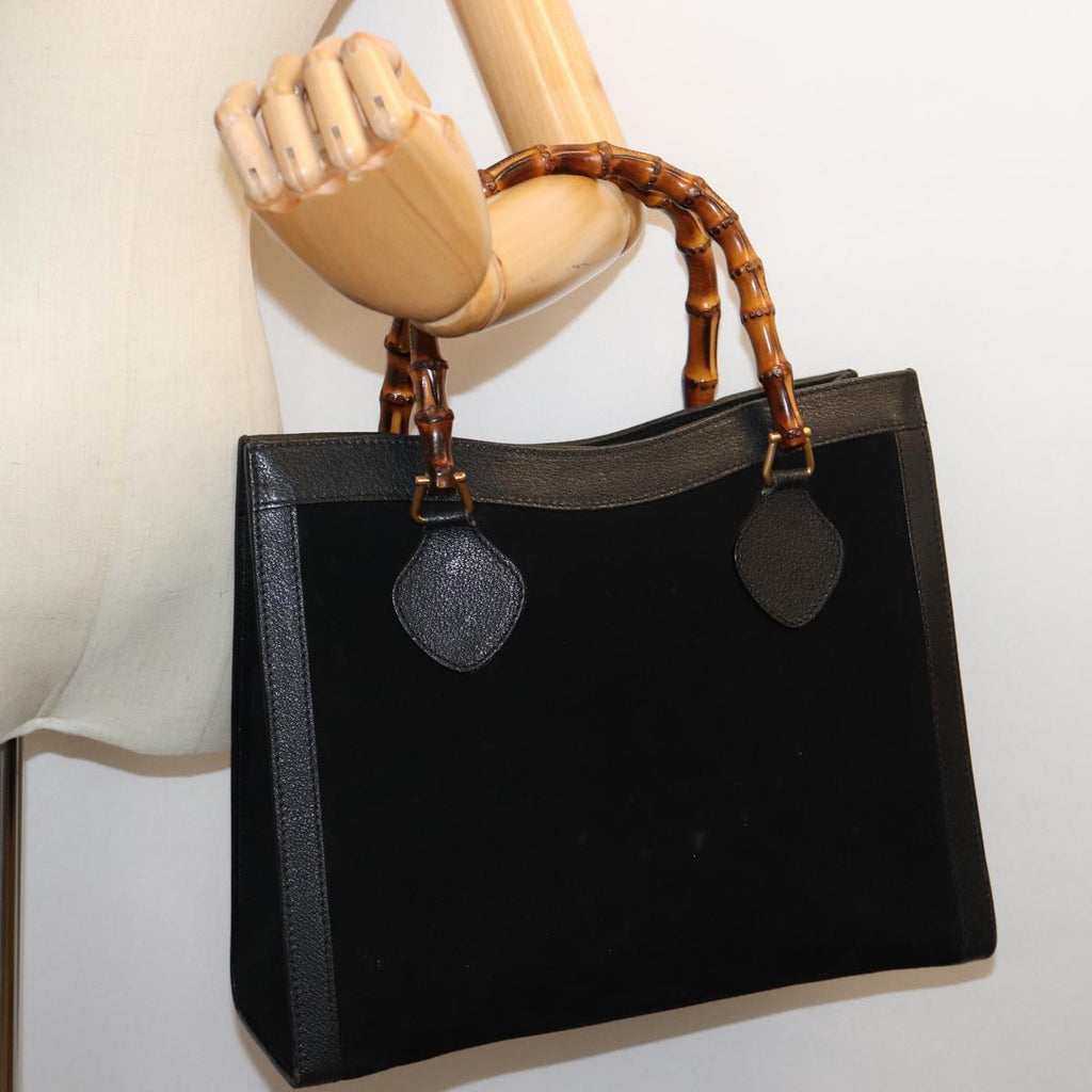 GUCCI Bamboo Hand Bag Suede Black 002 853 0260 72721