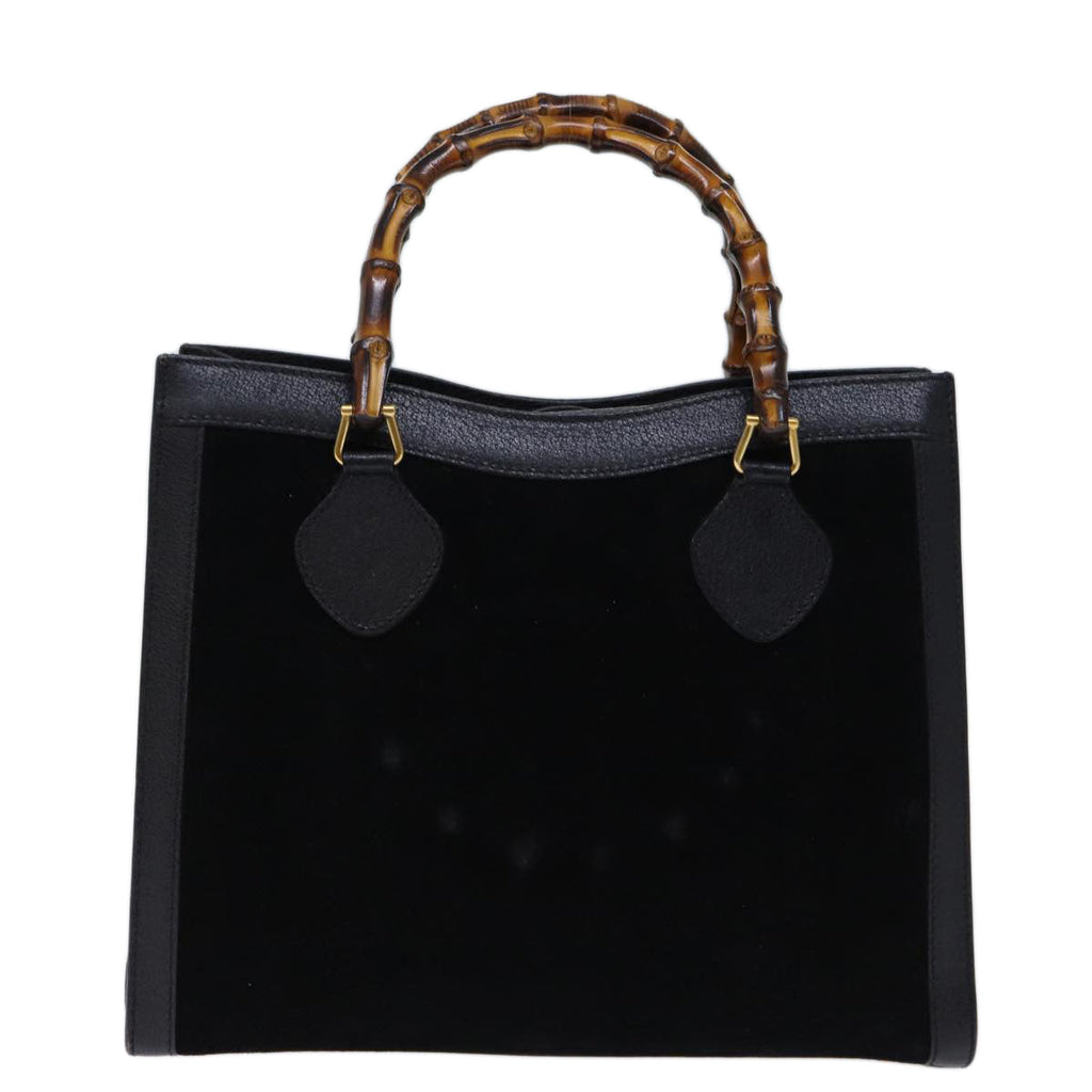 GUCCI Bamboo Hand Bag Suede Black 002 853 0260 72721