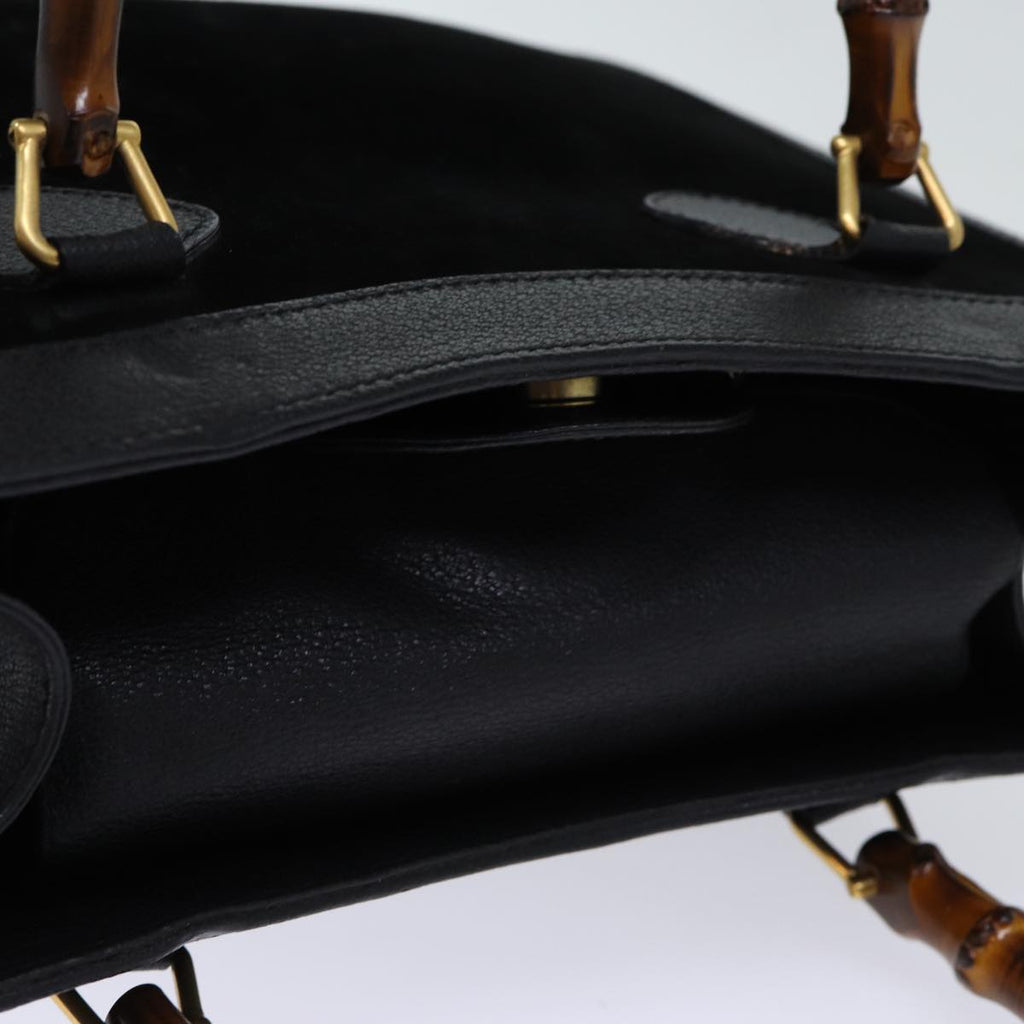 GUCCI Bamboo Hand Bag Suede Black 002 853 0260 72721