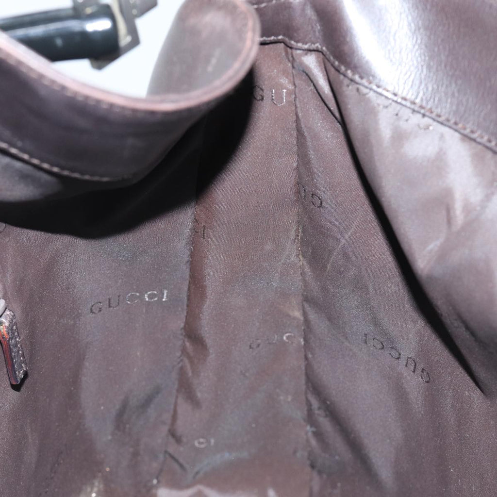 GUCCI Bamboo Hand Bag Leather 2way Brown 0011577 72734