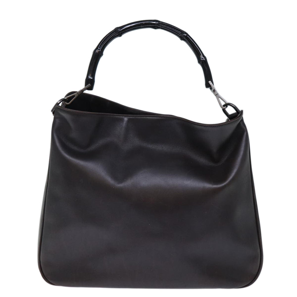 GUCCI Bamboo Hand Bag Leather 2way Brown 0011577 72734