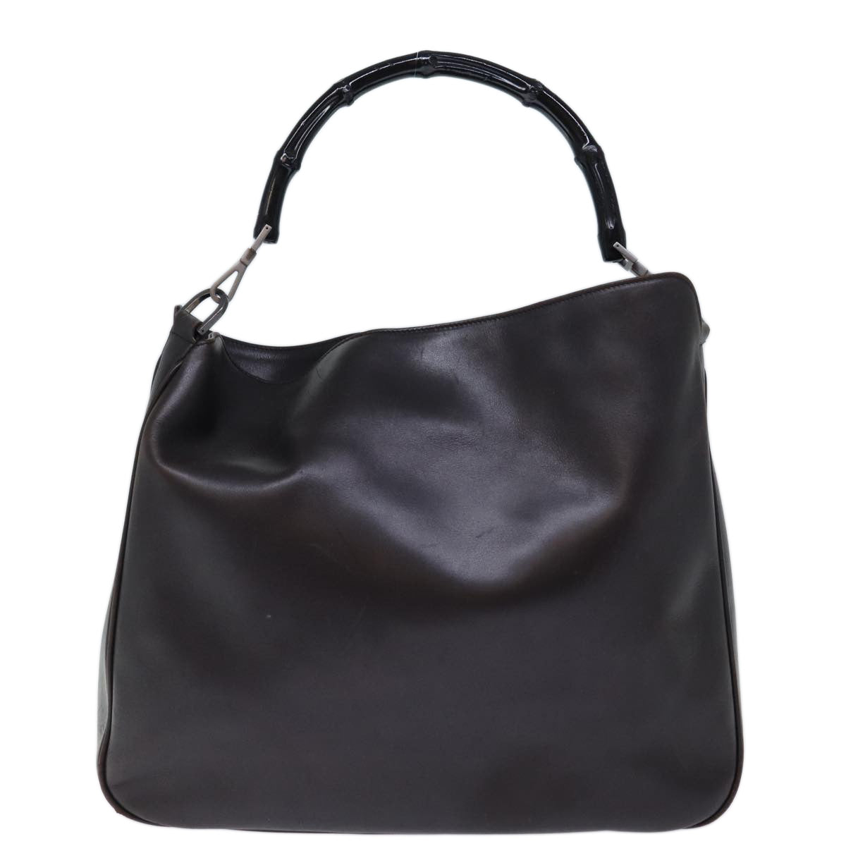 GUCCI Bamboo Hand Bag Leather 2way Brown 0011577 72734