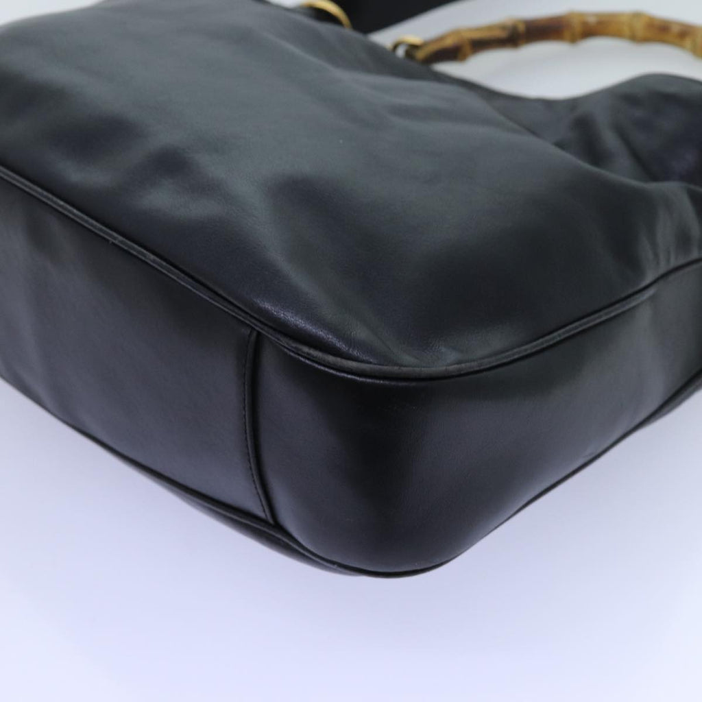 GUCCI Bamboo Hand Bag Leather 2way Black 001 1638 72735