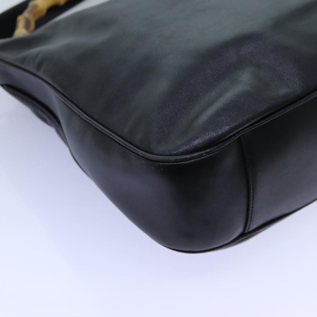 GUCCI Bamboo Hand Bag Leather 2way Black 001 1638 72735