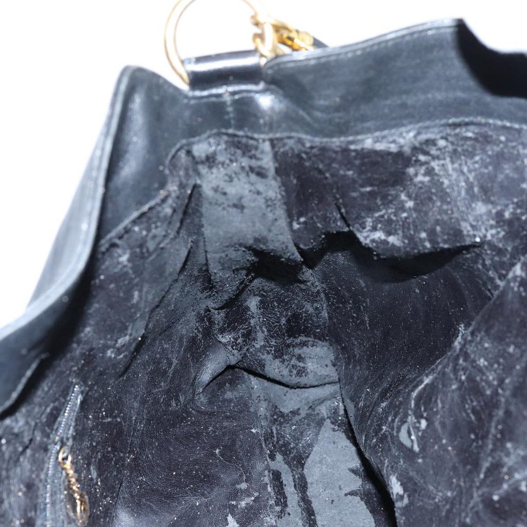 GUCCI Bamboo Hand Bag Leather 2way Black 001 1638 72735