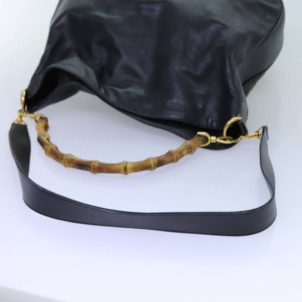 GUCCI Bamboo Hand Bag Leather 2way Black 001 1638 72735