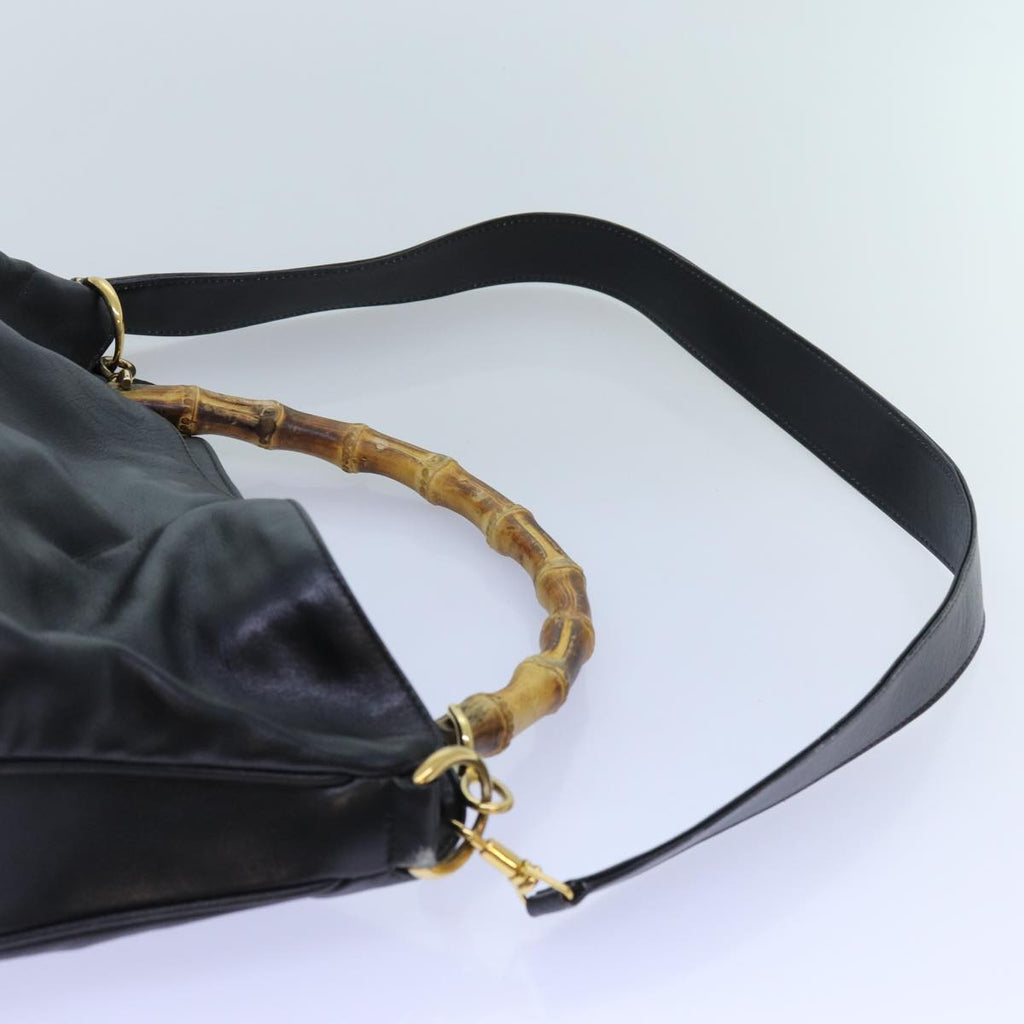 GUCCI Bamboo Hand Bag Leather 2way Black 001 1638 72735