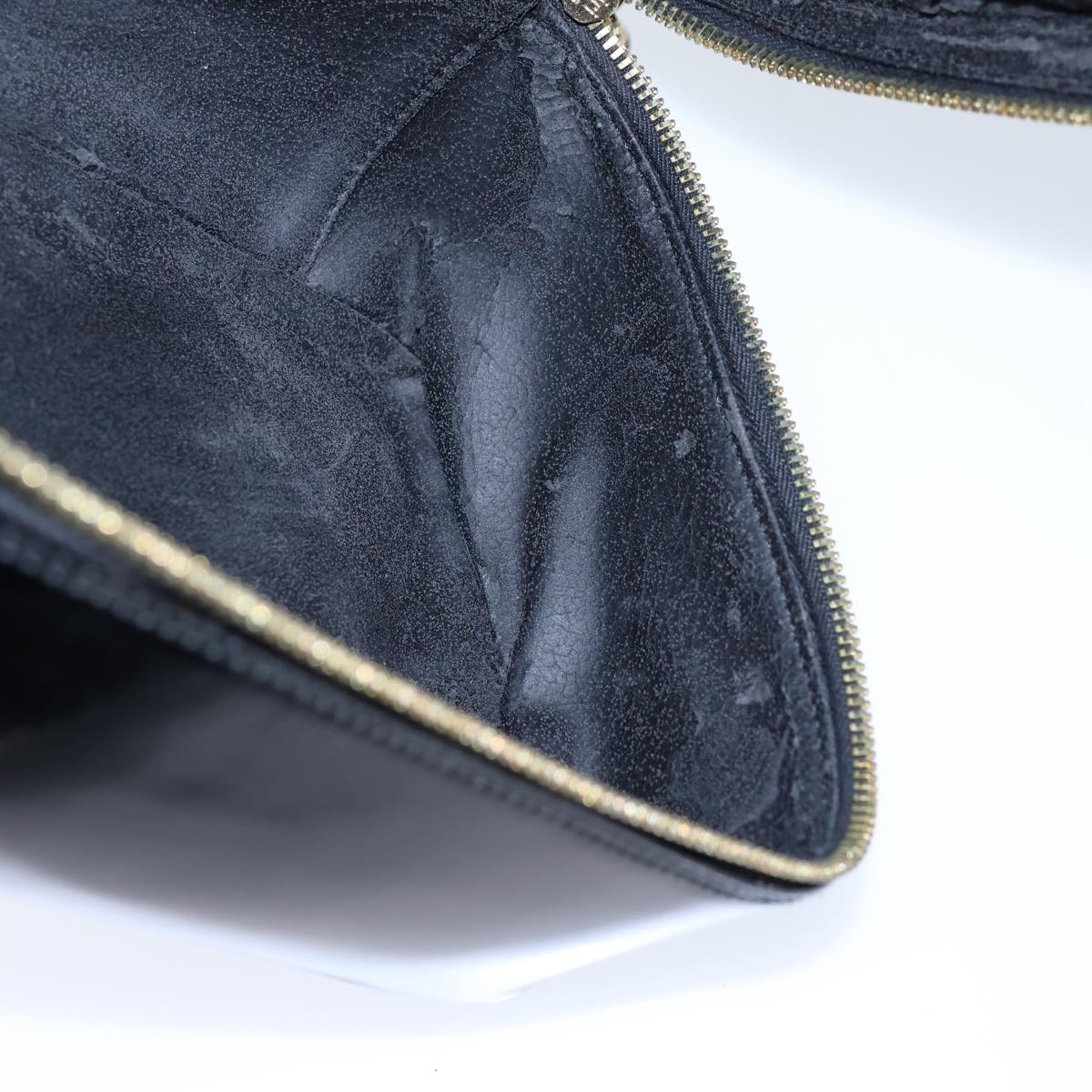 GUCCI Bamboo Vanity Cosmetic Pouch Patent leather Black 72757