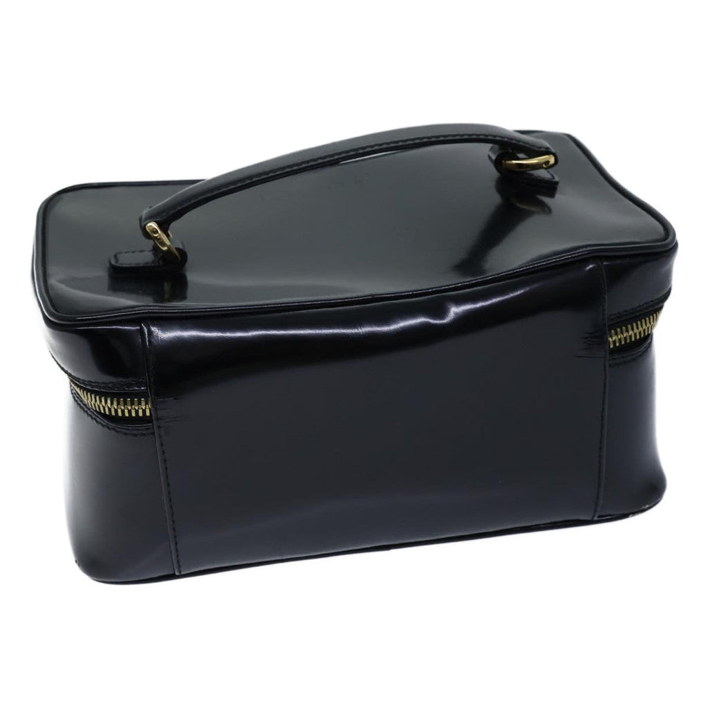 GUCCI Bamboo Vanity Cosmetic Pouch Patent leather Black 72757