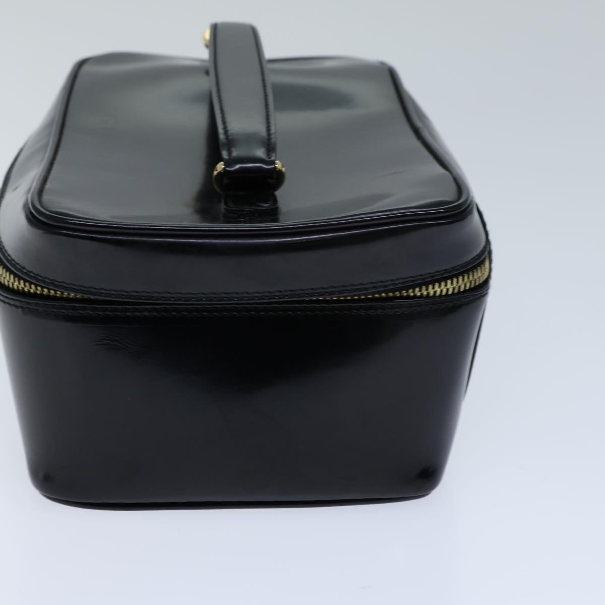 GUCCI Bamboo Vanity Cosmetic Pouch Patent leather Black 72757