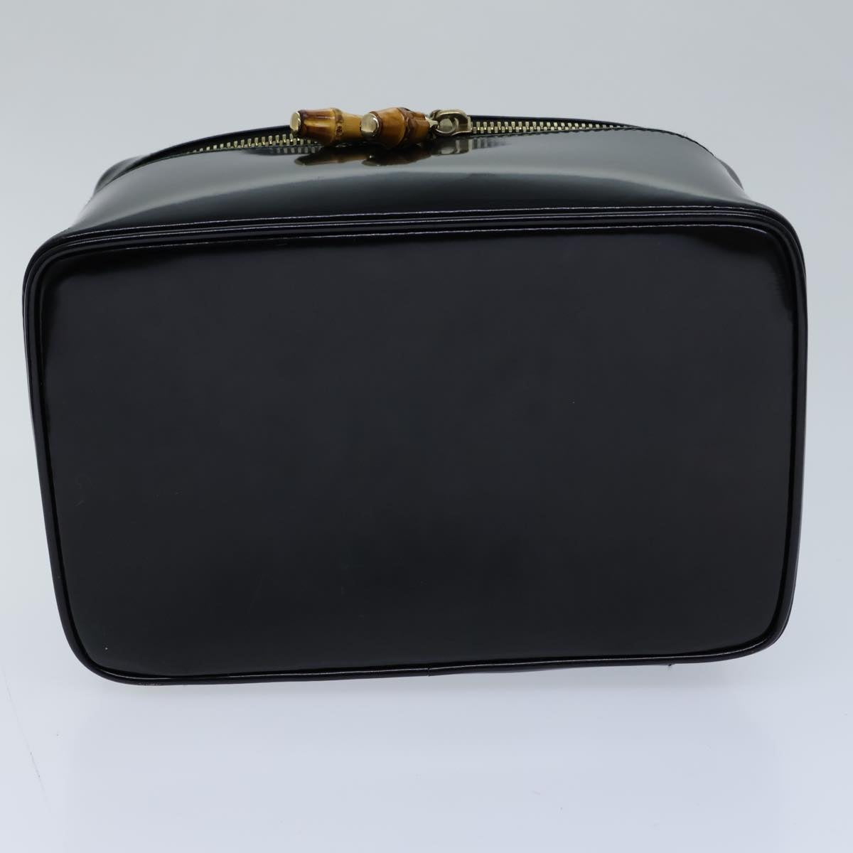 GUCCI Bamboo Vanity Cosmetic Pouch Patent leather Black 72757