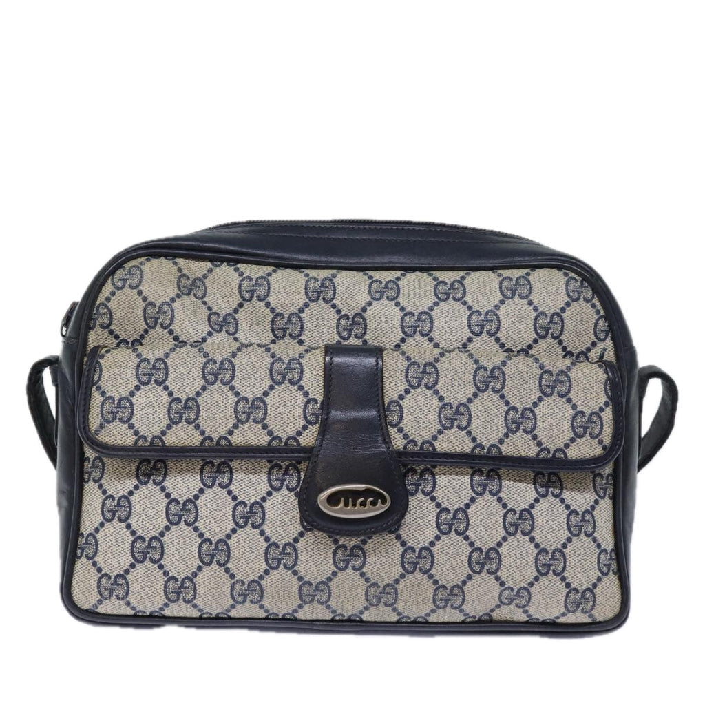 GUCCI GG Canvas Shoulder Bag PVC Navy 72758