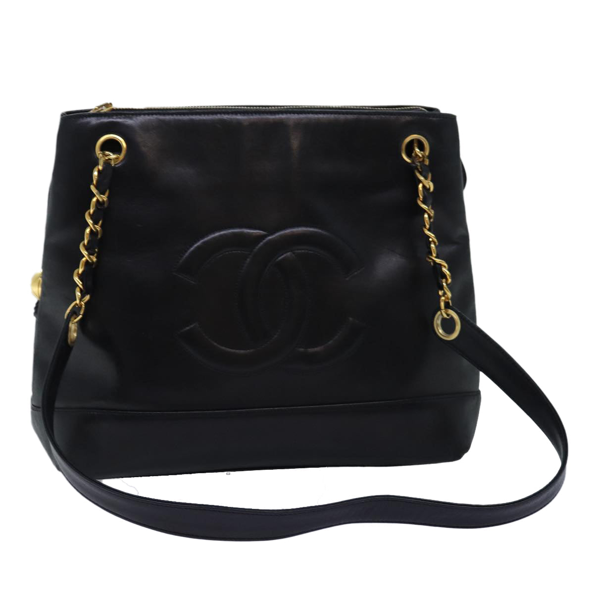 CHANEL COCO Mark Chain Shoulder Bag Lamb Skin Black CC 72768