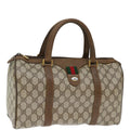 GUCCI GG Canvas Web Sherry Line Boston Bag PVC Beige Green Red 72785