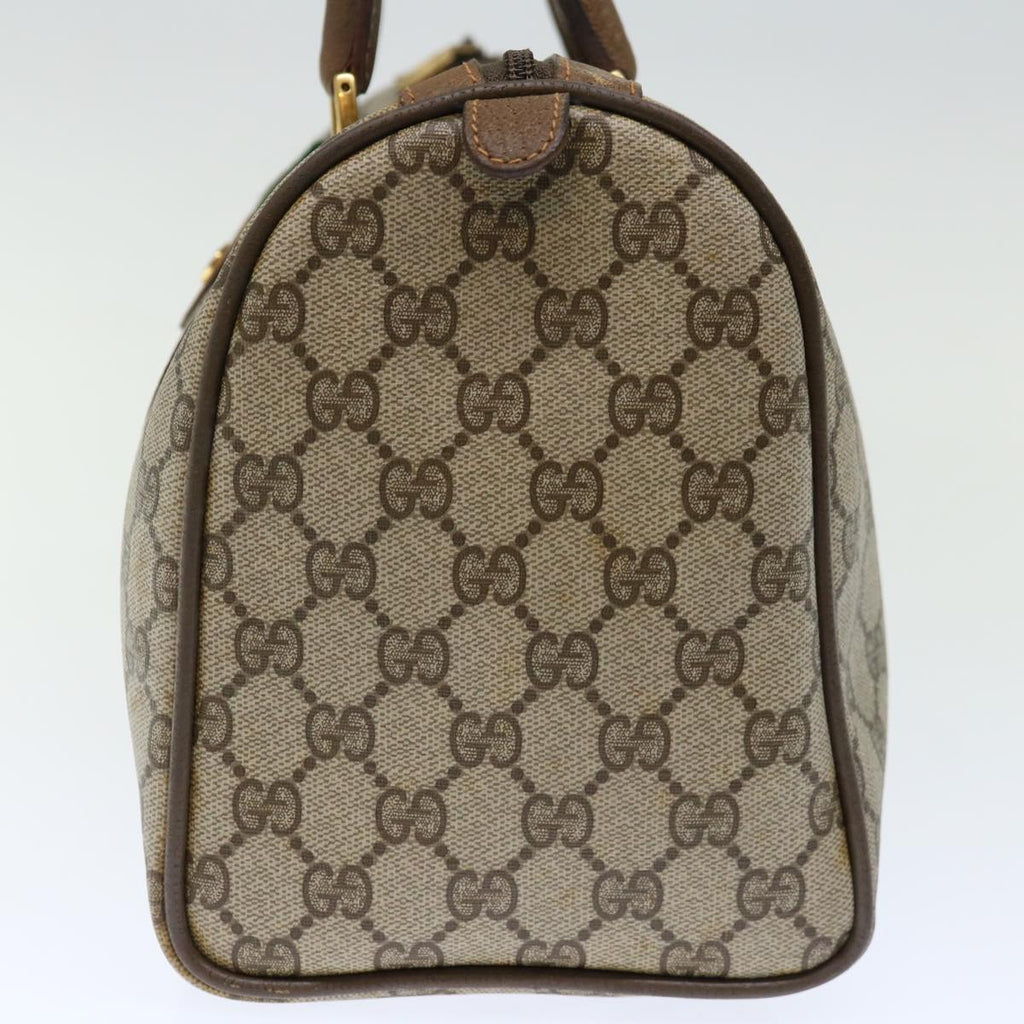 GUCCI GG Canvas Web Sherry Line Boston Bag PVC Beige Green Red 72785
