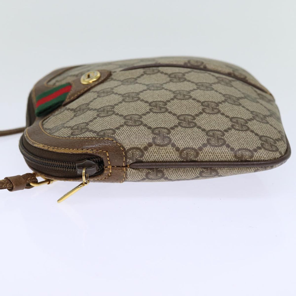 GUCCI GG Canvas Web Sherry Line Shoulder Bag PVC Beige Green Red 72786