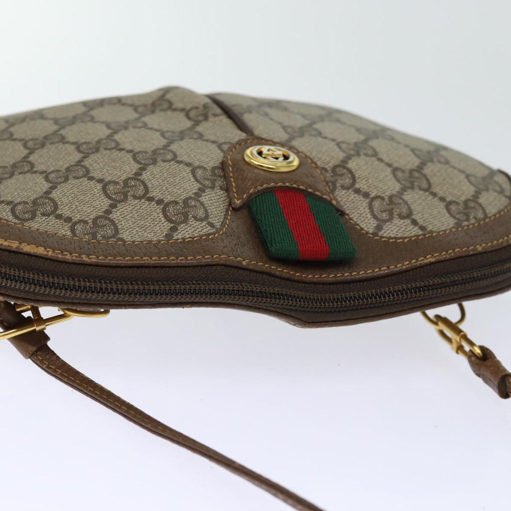 GUCCI GG Canvas Web Sherry Line Shoulder Bag PVC Beige Green Red 72786