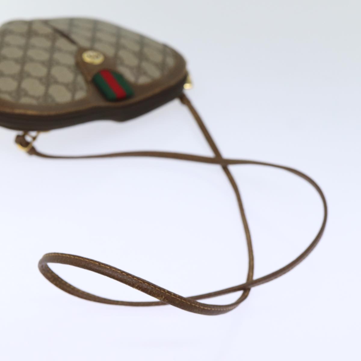 GUCCI GG Canvas Web Sherry Line Shoulder Bag PVC Beige Green Red 72786
