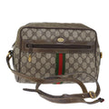 GUCCI GG Canvas Web Sherry Line Shoulder Bag PVC Beige Green Red 72787