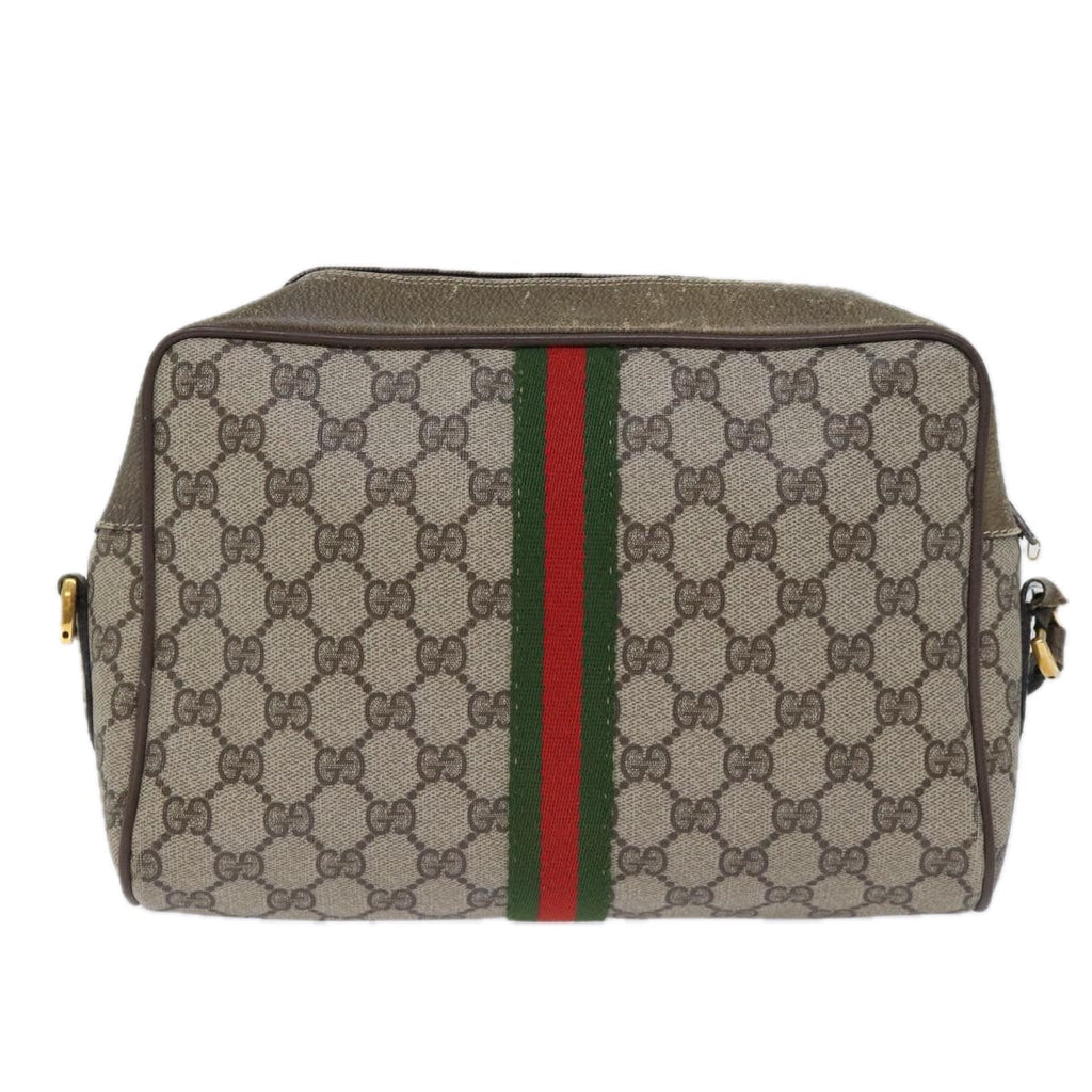 GUCCI GG Canvas Web Sherry Line Shoulder Bag PVC Beige Green Red 72787