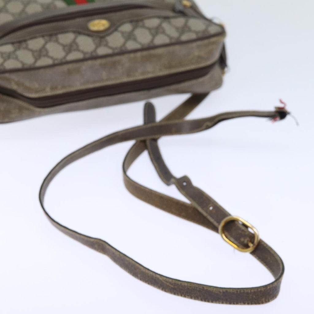 GUCCI GG Canvas Web Sherry Line Shoulder Bag PVC Beige Green Red 72787