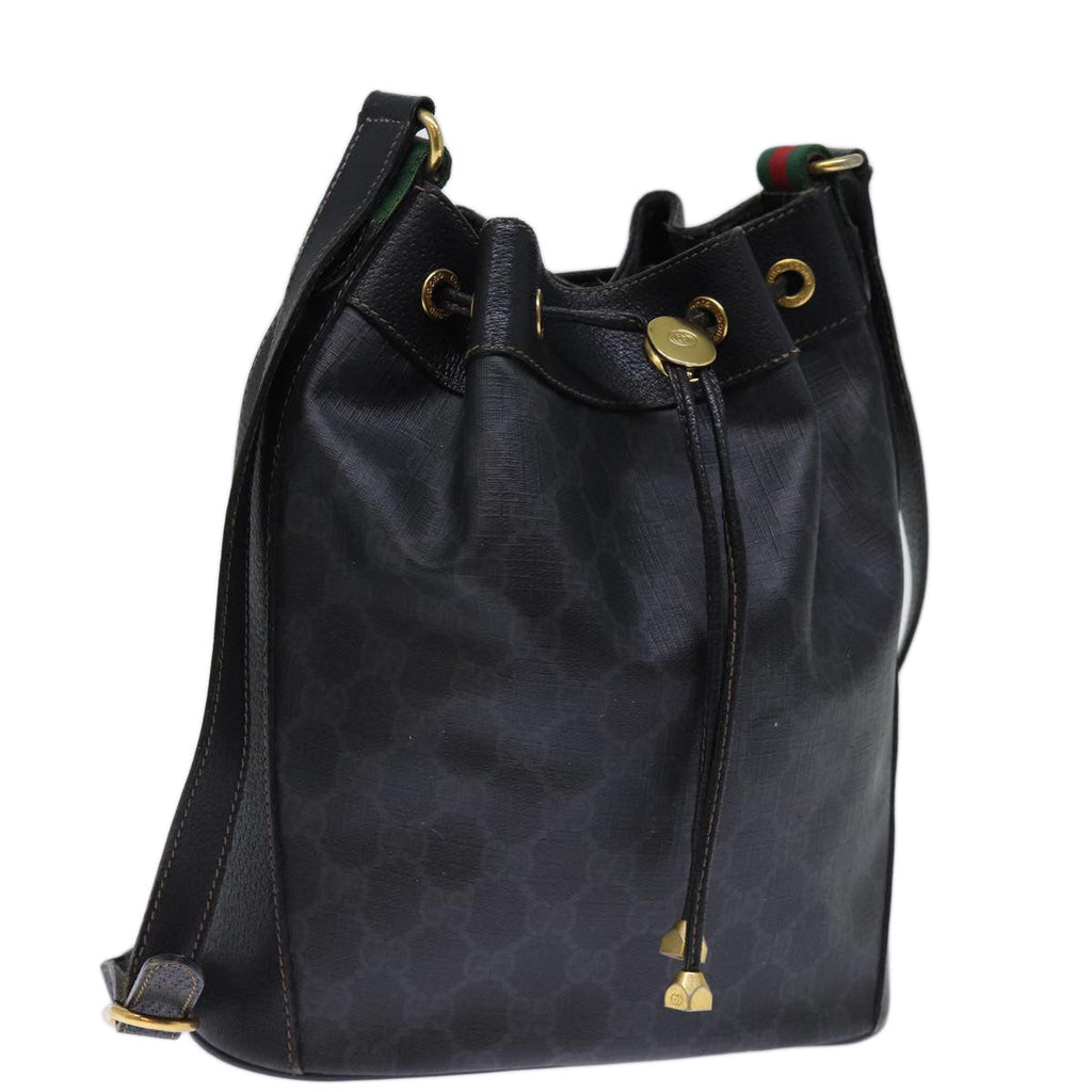 GUCCI GG Canvas Web Sherry Line Shoulder Bag PVC Black Green Red 72789