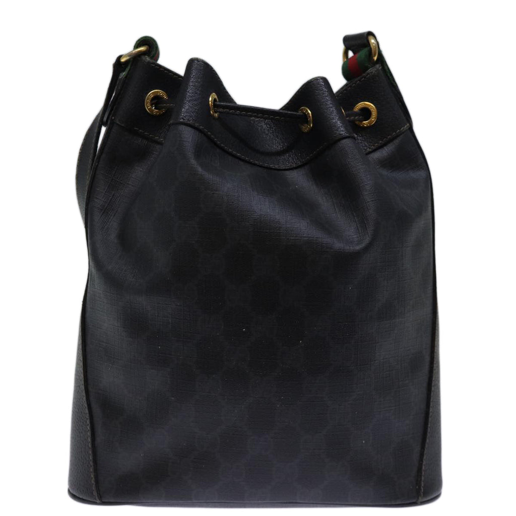 GUCCI GG Canvas Web Sherry Line Shoulder Bag PVC Black Green Red 72789