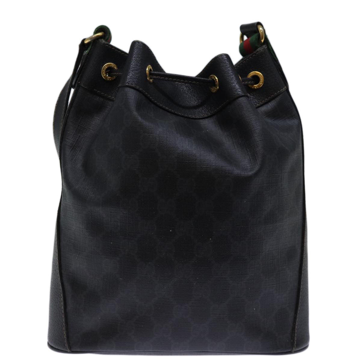 GUCCI GG Canvas Web Sherry Line Shoulder Bag PVC Black Green Red 72789
