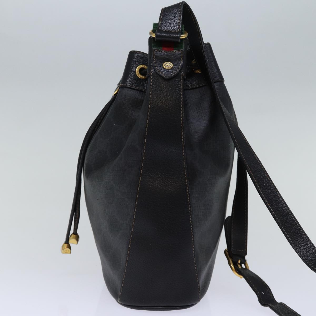 GUCCI GG Canvas Web Sherry Line Shoulder Bag PVC Black Green Red 72789