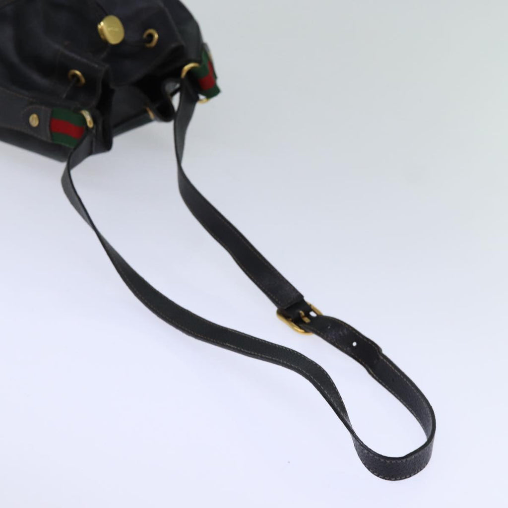 GUCCI GG Canvas Web Sherry Line Shoulder Bag PVC Black Green Red 72789