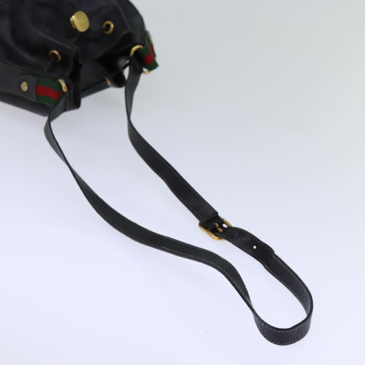 GUCCI GG Canvas Web Sherry Line Shoulder Bag PVC Black Green Red 72789