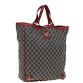 GUCCI GG Canvas Abbey Tote Bag Navy Red 72790