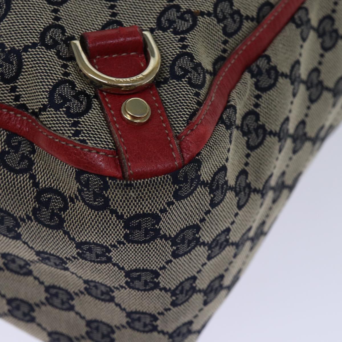 GUCCI GG Canvas Abbey Tote Bag Navy Red 72790