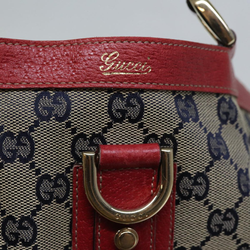 GUCCI GG Canvas Abbey Tote Bag Navy Red 72790