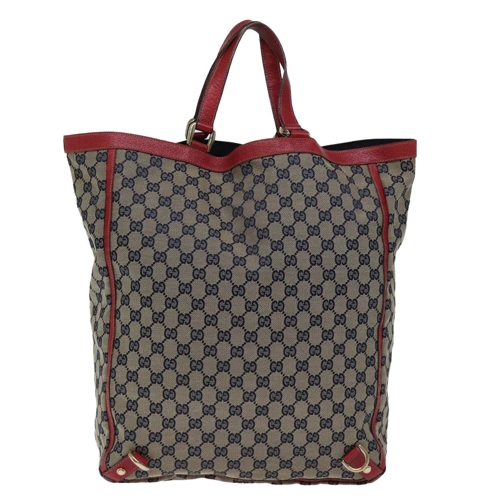 GUCCI GG Canvas Abbey Tote Bag Navy Red 72790