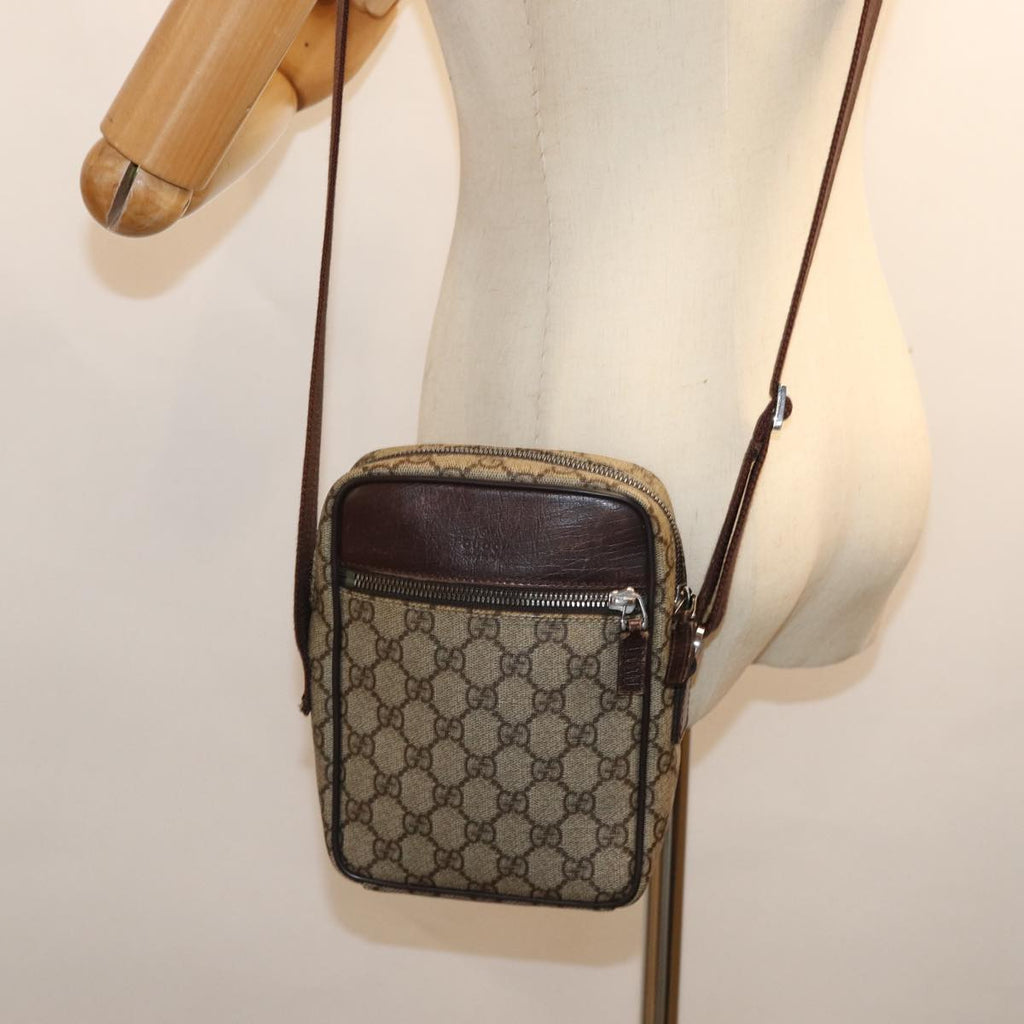 GUCCI GG Canvas Shoulder Bag PVC Beige 72811