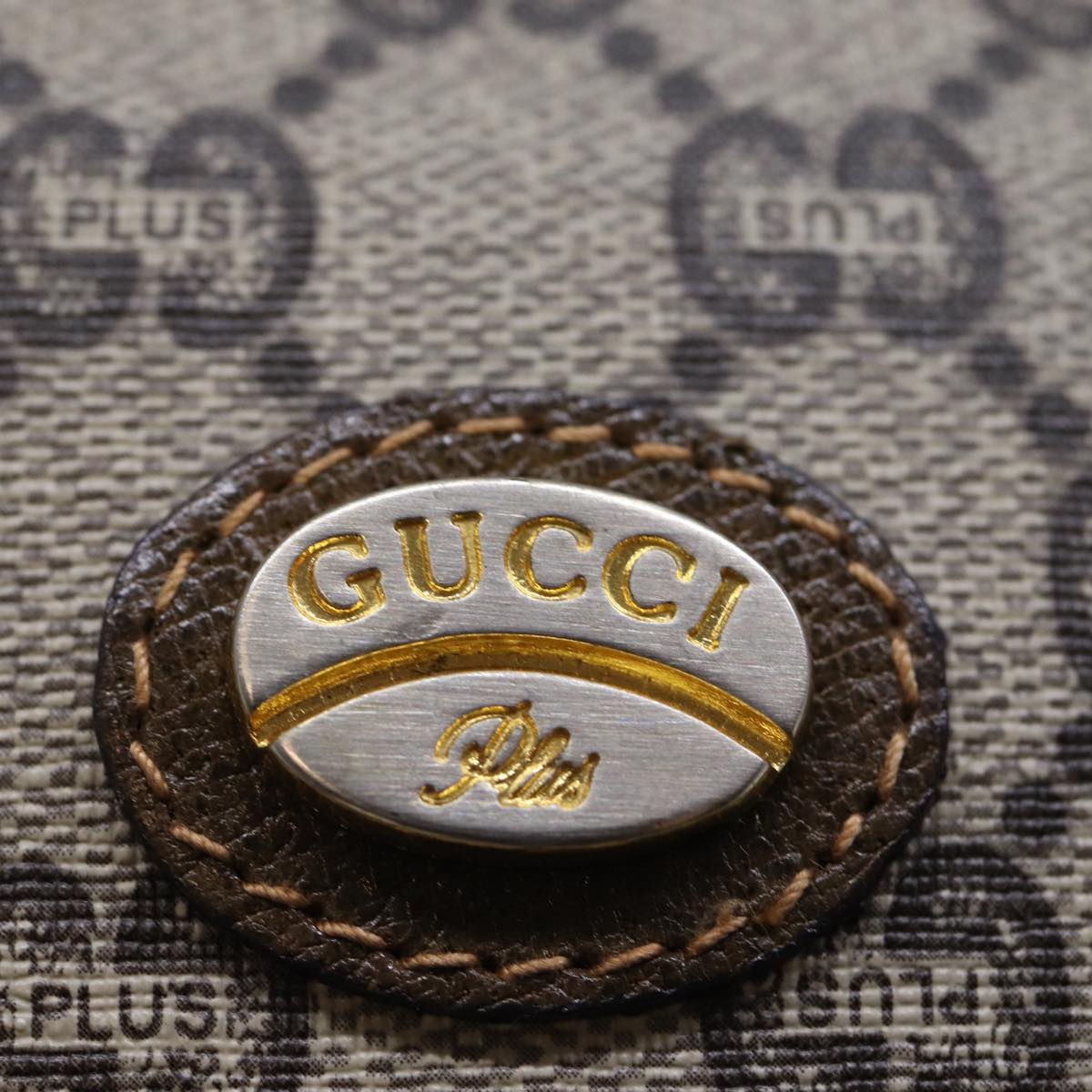 GUCCI GG PLUS Canvas Shoulder Bag PVC Beige 72812