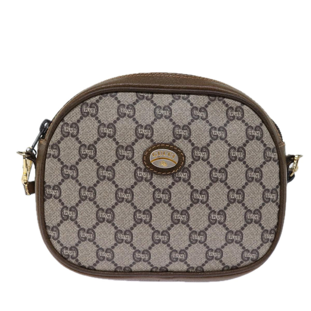 GUCCI GG PLUS Canvas Shoulder Bag PVC Beige 72812