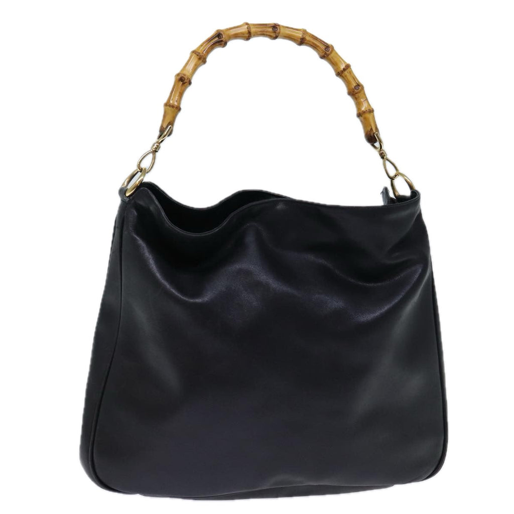 GUCCI Bamboo Hand Bag Leather Black 001 1998 1577 72814