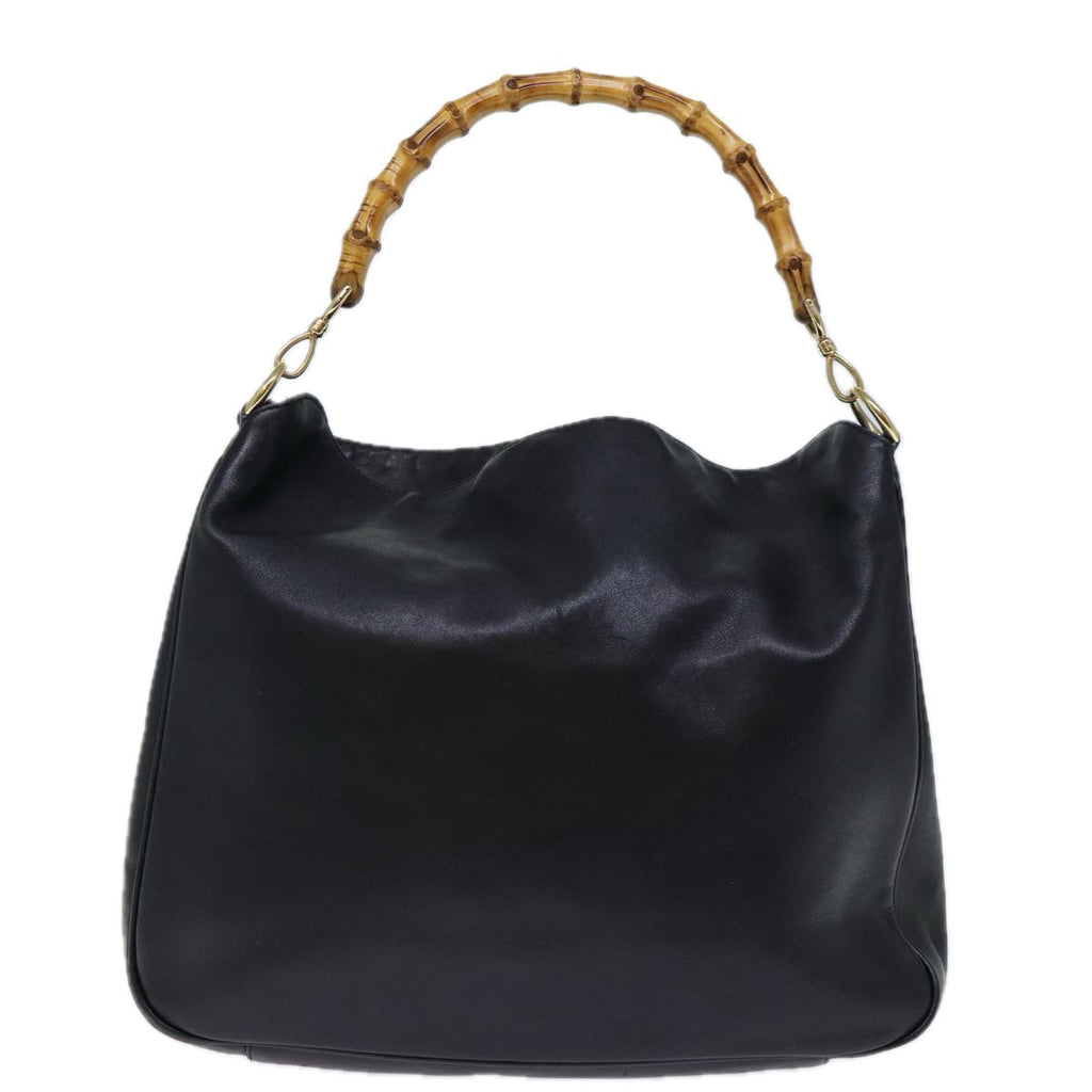 GUCCI Bamboo Hand Bag Leather Black 001 1998 1577 72814
