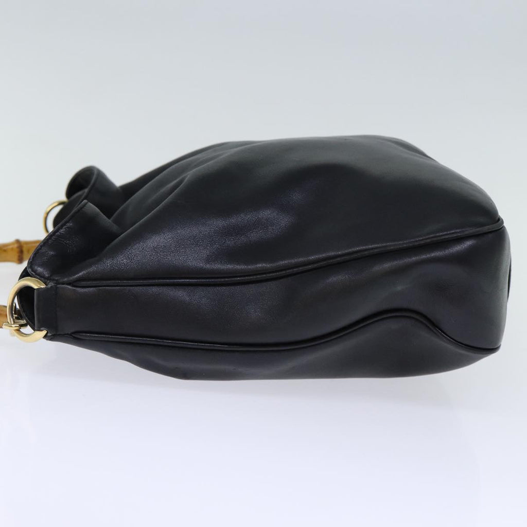 GUCCI Bamboo Hand Bag Leather Black 001 1998 1577 72814