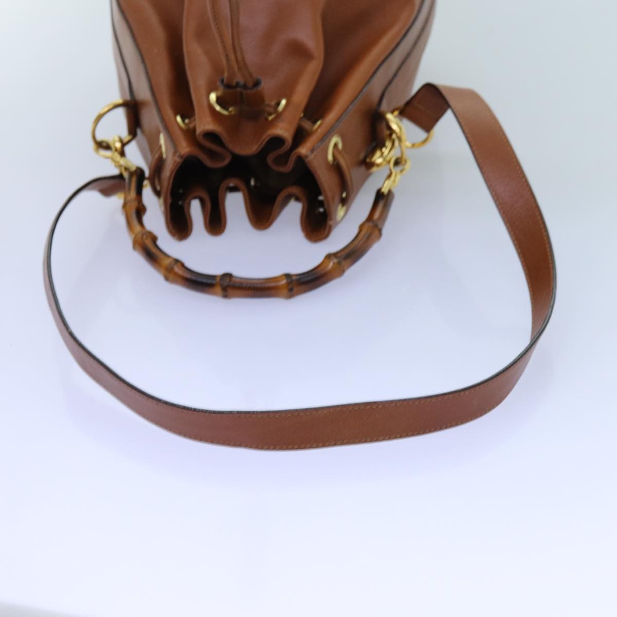GUCCI Bamboo Hand Bag Leather 2way Brown 001 2865 1657 72828