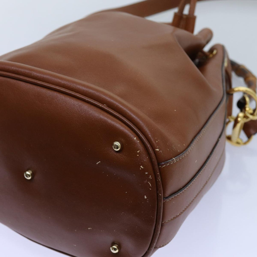 GUCCI Bamboo Hand Bag Leather 2way Brown 001 2865 1657 72828