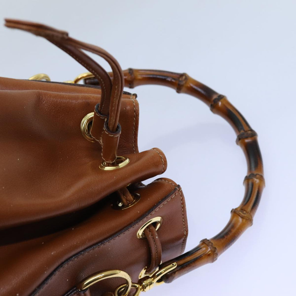 GUCCI Bamboo Hand Bag Leather 2way Brown 001 2865 1657 72828