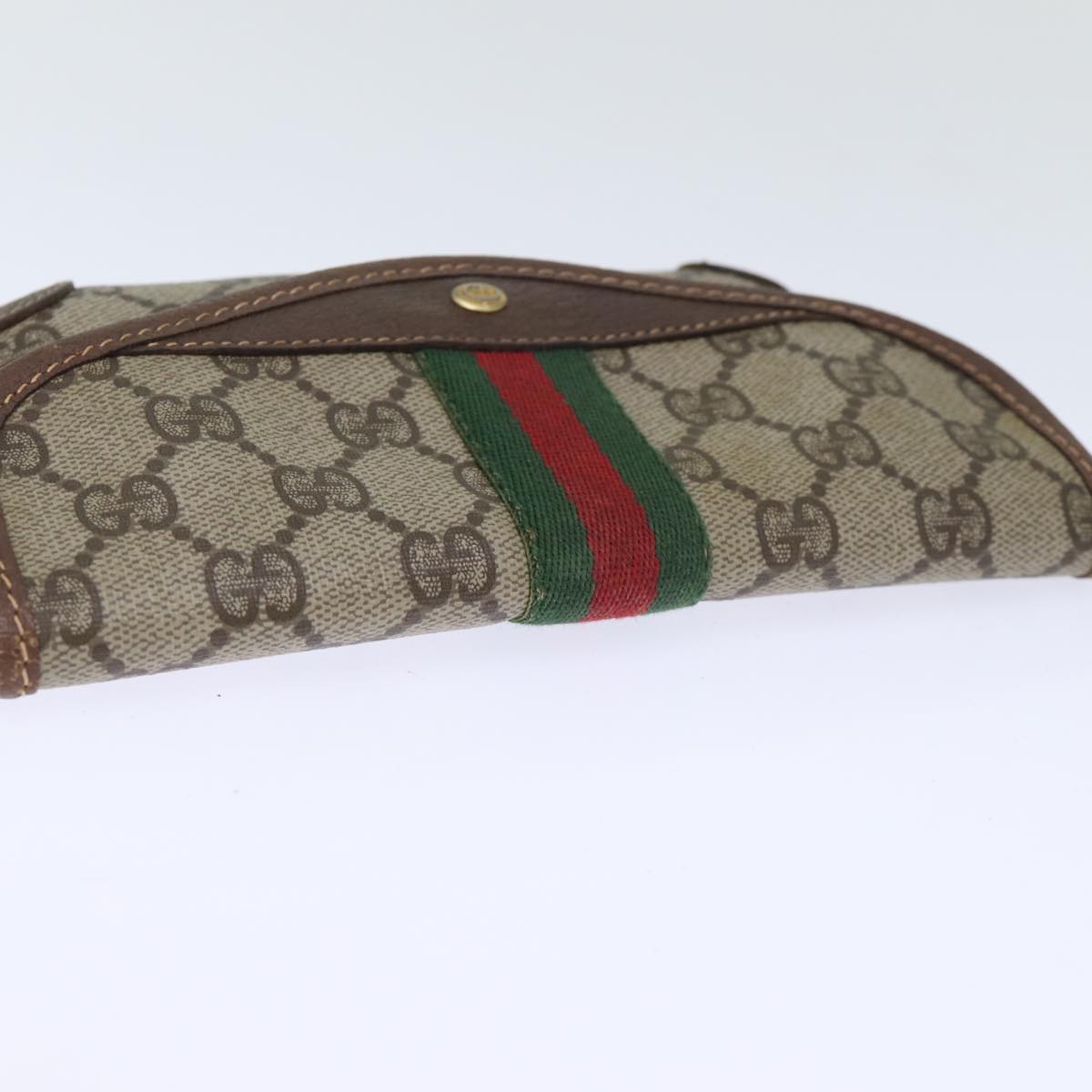 GUCCI GG Supreme Web Sherry Line Pouch PVC Beige Red 014 89 5205 72829